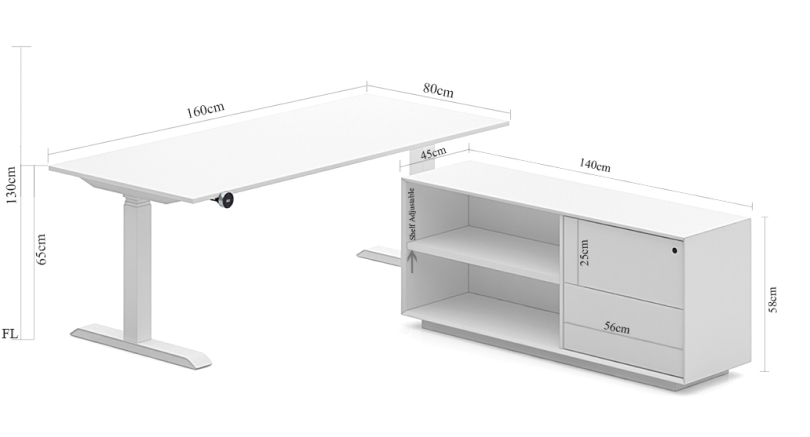 MAX Pro Nova Height Adjustable Desk Dimension